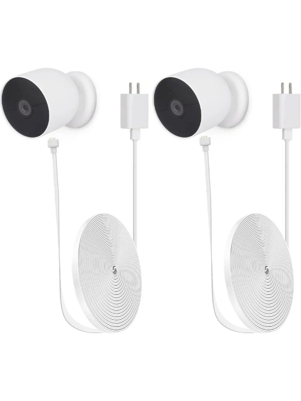 2 Pack 25Ft Weatherproof Charging Cable for Google Nest Cam - Flat Outdoor Power